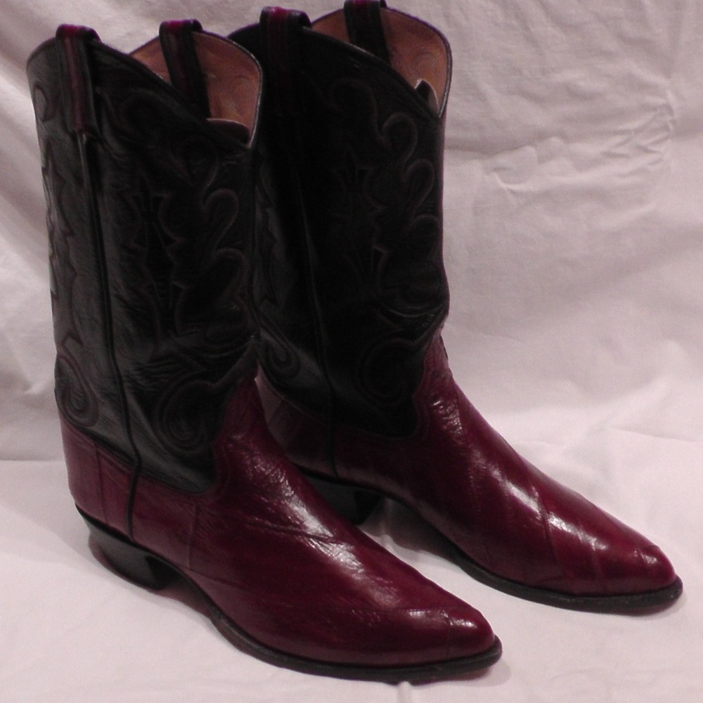 Larry Mahan Mens Eel Skin Cowboy Boots Size 11